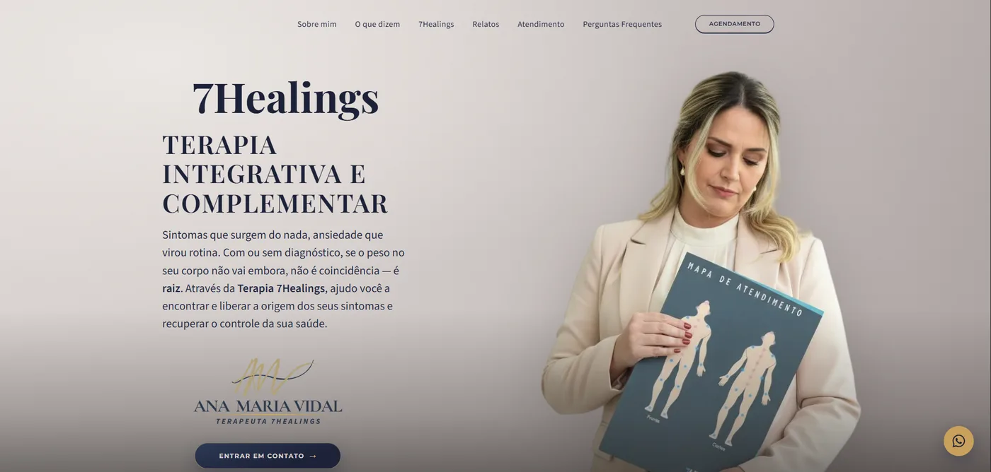 Captura do site de Ana Maria Vidal