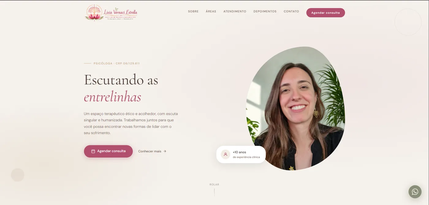 Captura do site de Livia Estrella