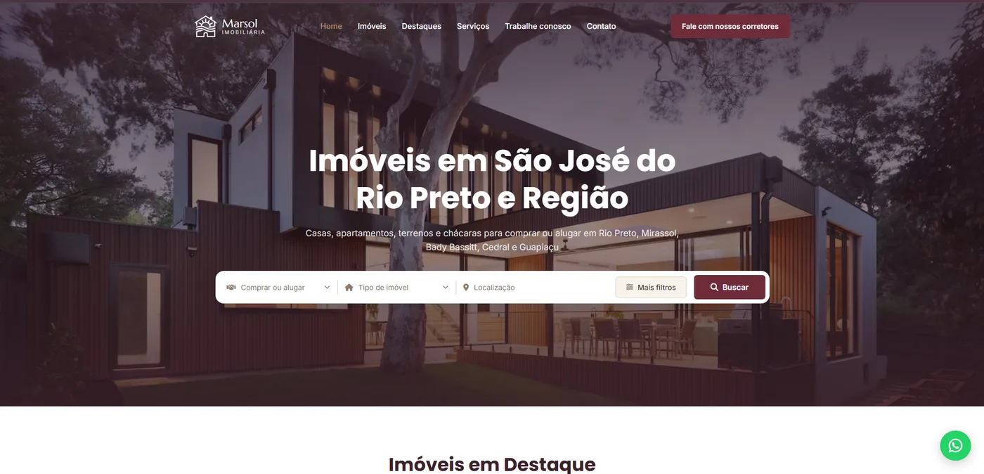 Captura do site da Marsol Imobiliária